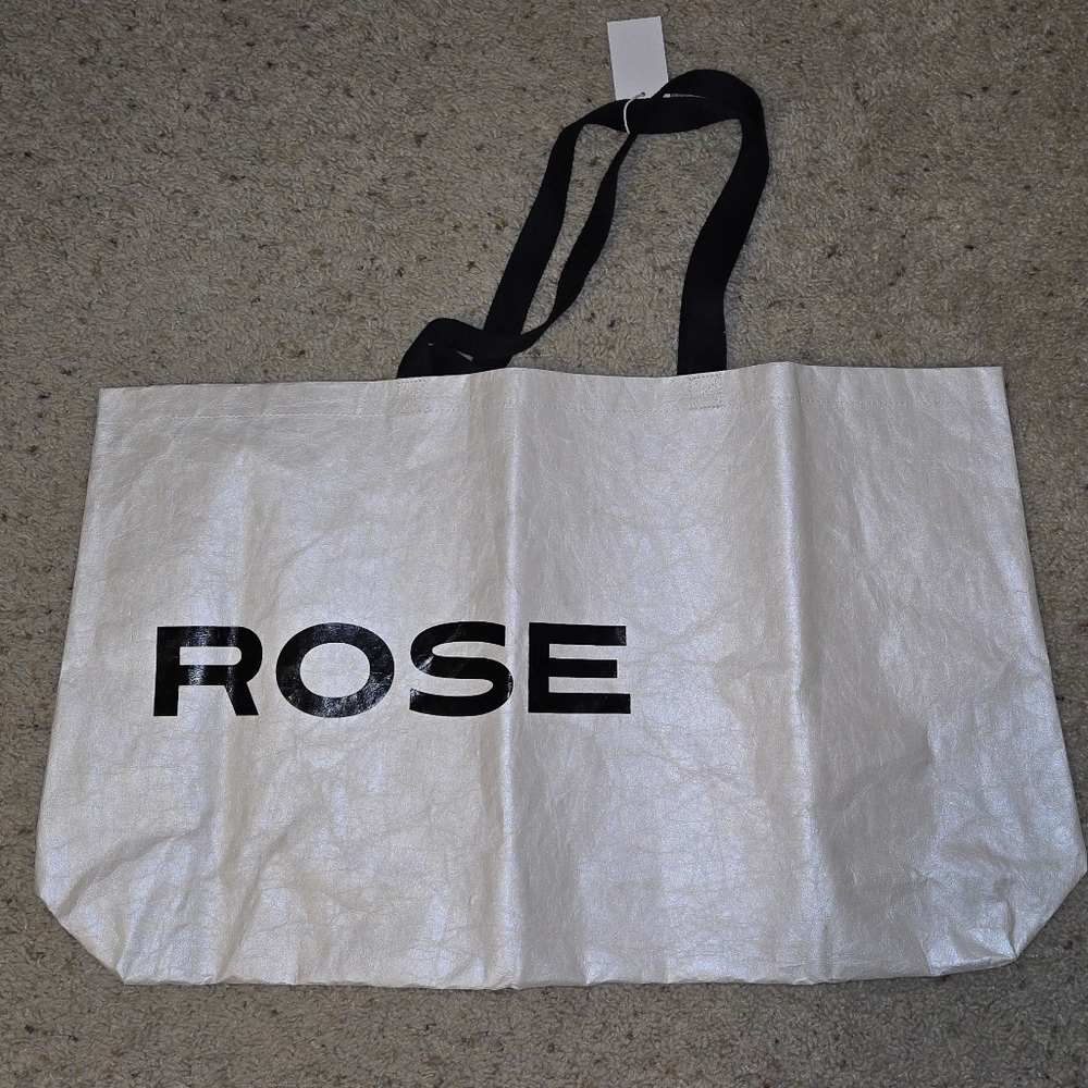 Henry Rose ONE Large Sturdy White Tote Bag with Black Handles NWT - Picture 2 of 7